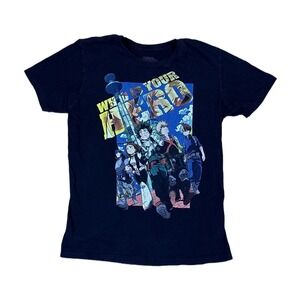 My Hero Academia T-Shirt Unisex Medium Black Excellent Two Heroes Graphic Tee